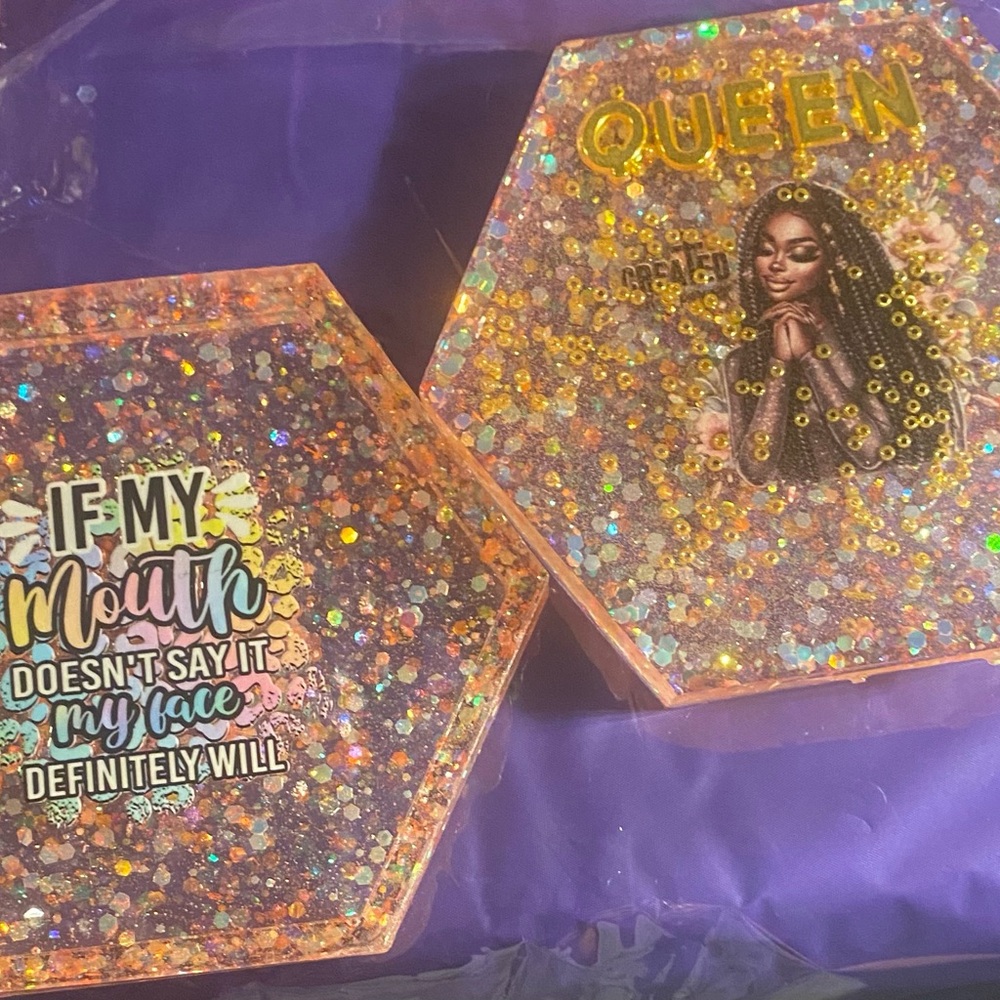 Glittery Queen Coasters Set